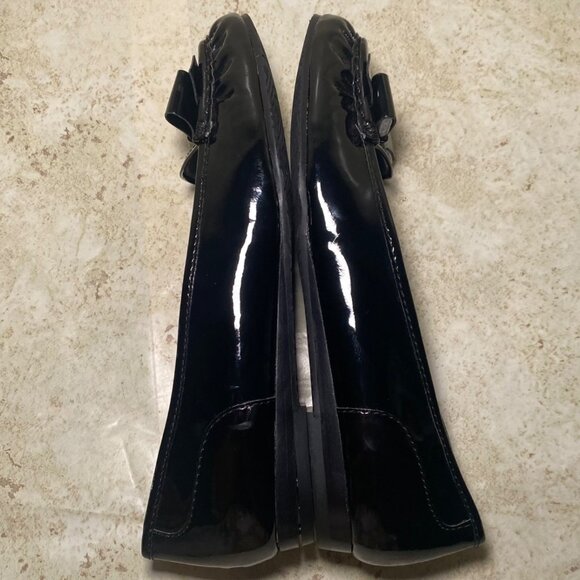 Liz Claiborne Black Patent Leather Bow Flats Women Casual Comfort Office - Picture 7 of 9